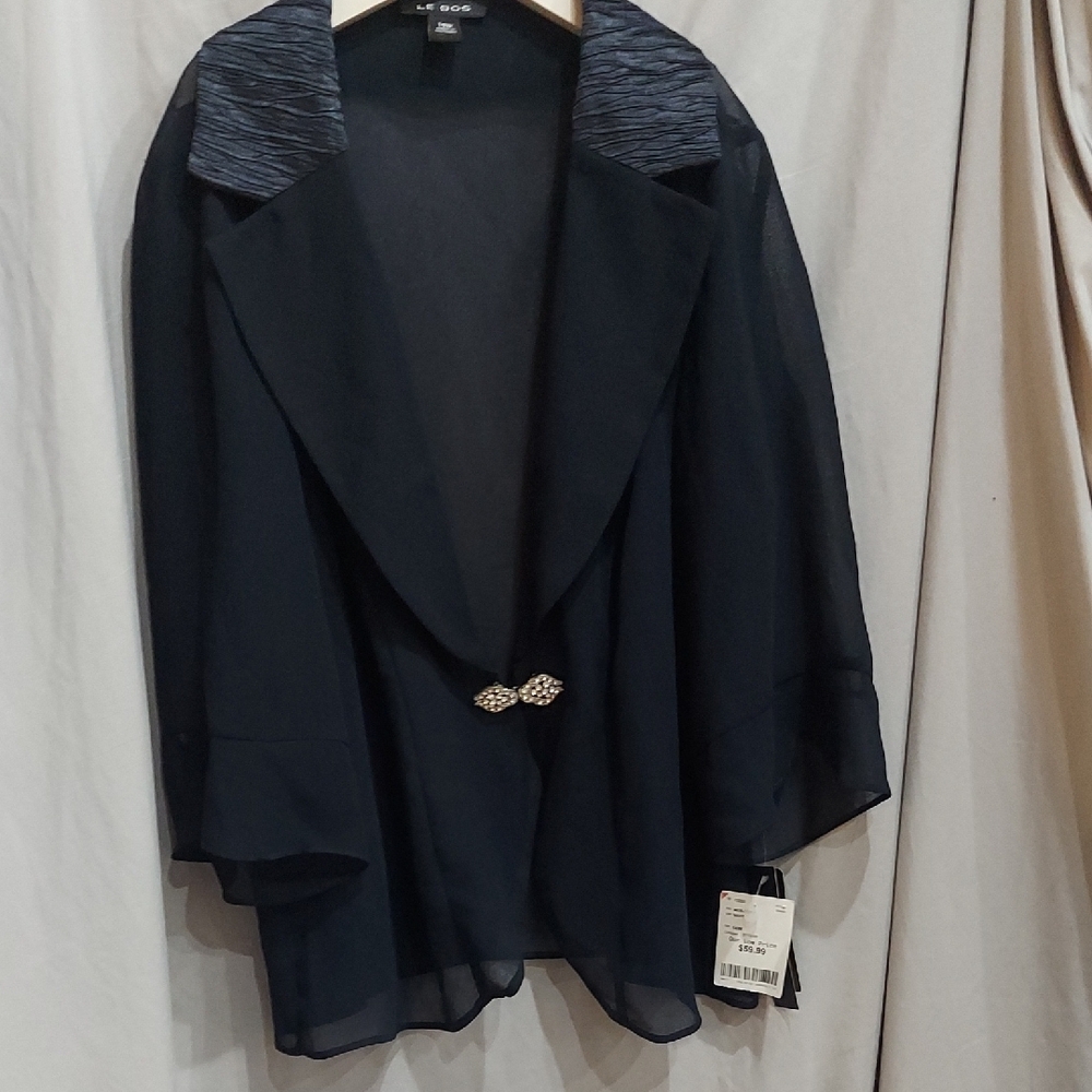 LE BOS Elegant Navy Sheer Jacket Size 14W